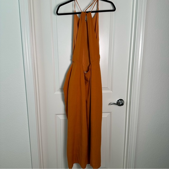 Lulus Malaga Moment Rust Orange faux wrap dress size L - Picture 5 of 7